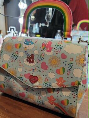 Care Bears Rainbow Handle Satchel Purse With Strap